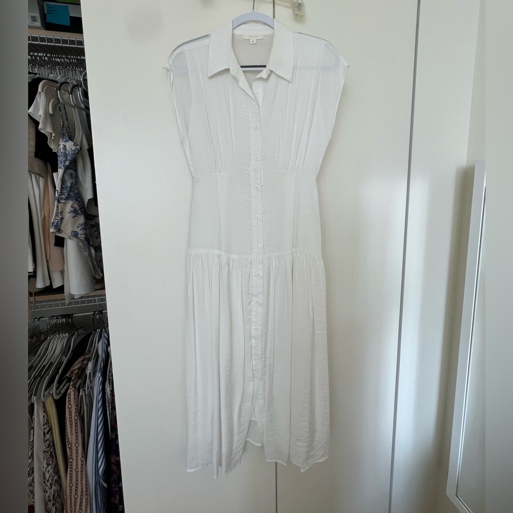 Elegant White Button-Down Dress